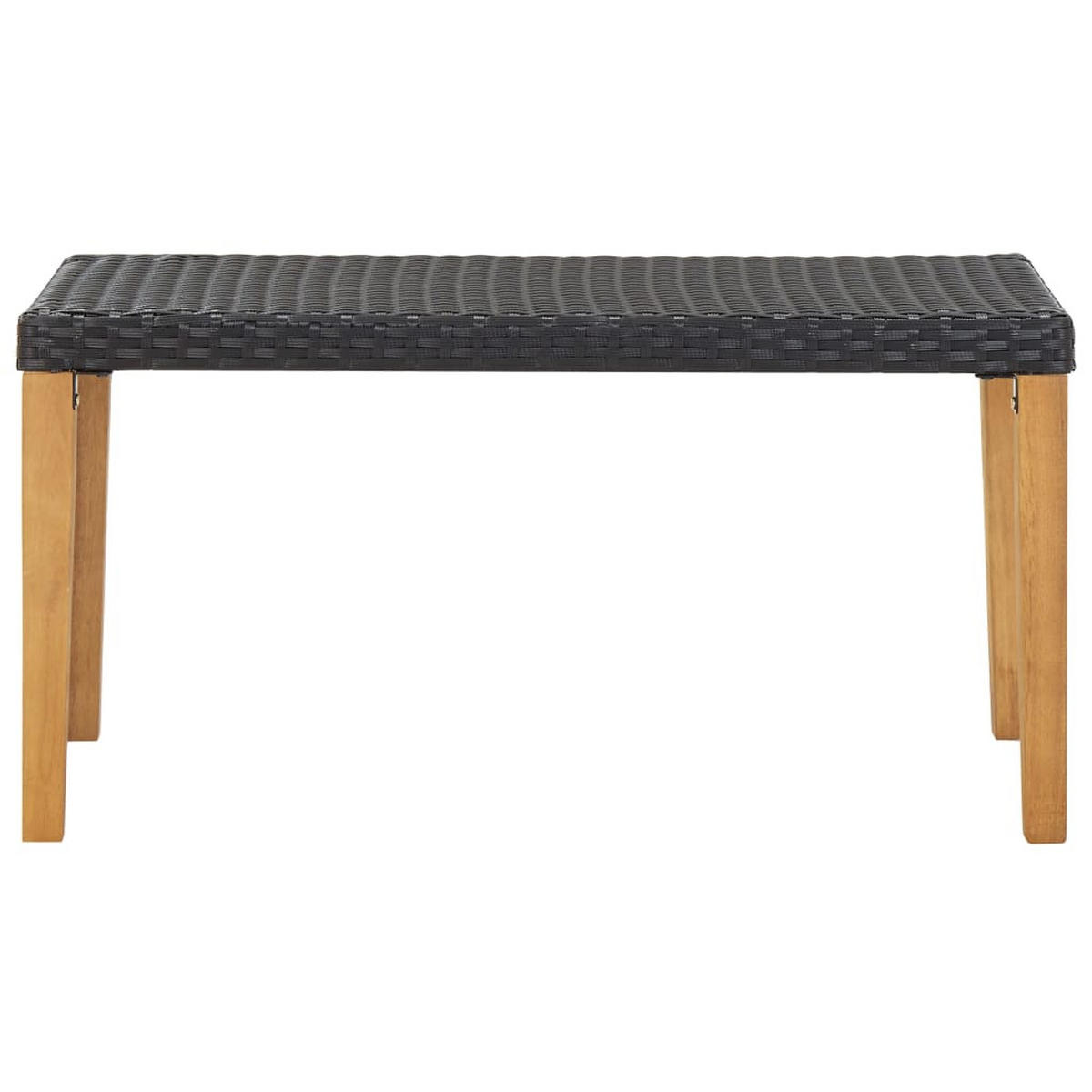 GARTENBANK 120 cm Schwarz Poly Rattan und Massivholz - Schwarz, Holz (120/40/40cm) - furnicato