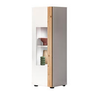 VITRINE weiß und Eiche 30 x 110 cm, Vitrinenschrank stehend/hängend - Schwarz/Weiß, Glas/Holzwerkstoff (30/112/33cm) - Inn.Furn