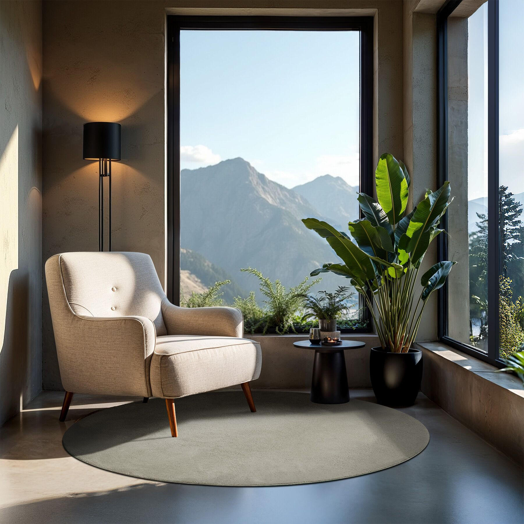 Thumbnail - tectake Kurzflorteppich, Sand, Textil, Rund, 120x120 cm, Teppiche & Böden, Teppiche, Moderne Teppiche