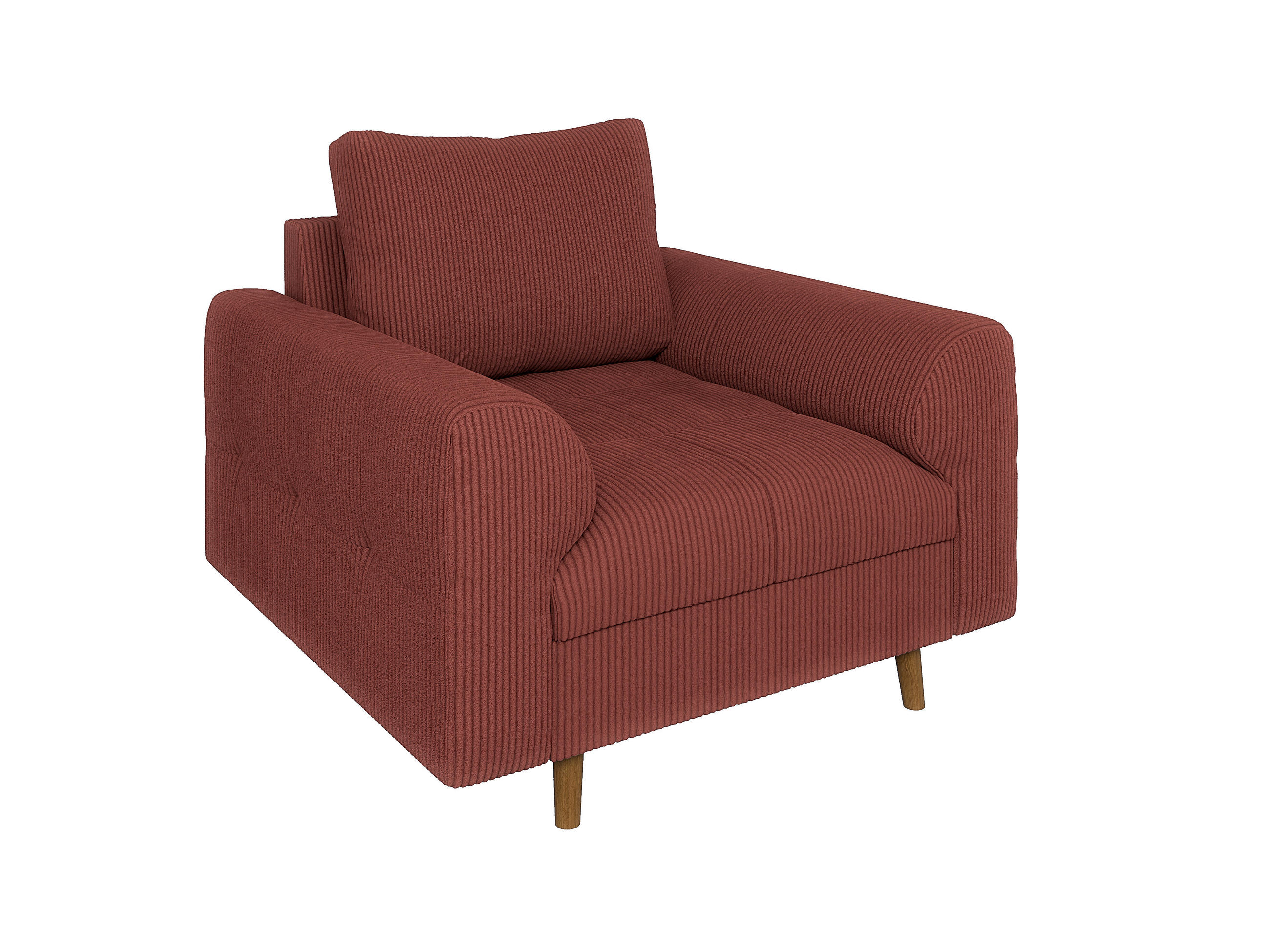 SESSEL Alma Terrakotta Cord - Terracotta/Braun, Holz/Textil (97/81/93cm) - S-Style Möbel