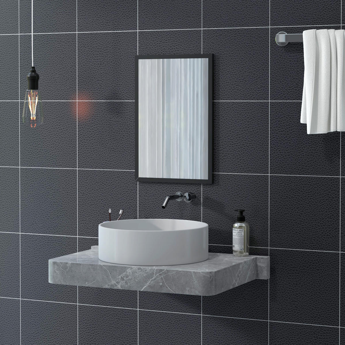 WANDSPIEGEL Schwarz 40/60 cm - Schwarz, Glas (40/60/2cm) - PANGIVO