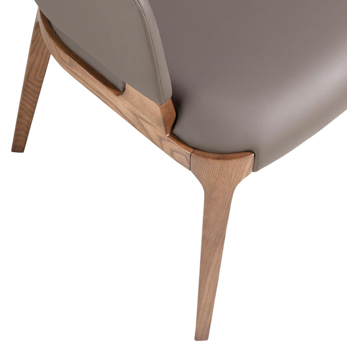 STUHL Nerzfarbener Öko-Leder 57/58/76 cm - Taupe/Fango, Leder/Holz (57/76/58cm) - ANGEL CERDA