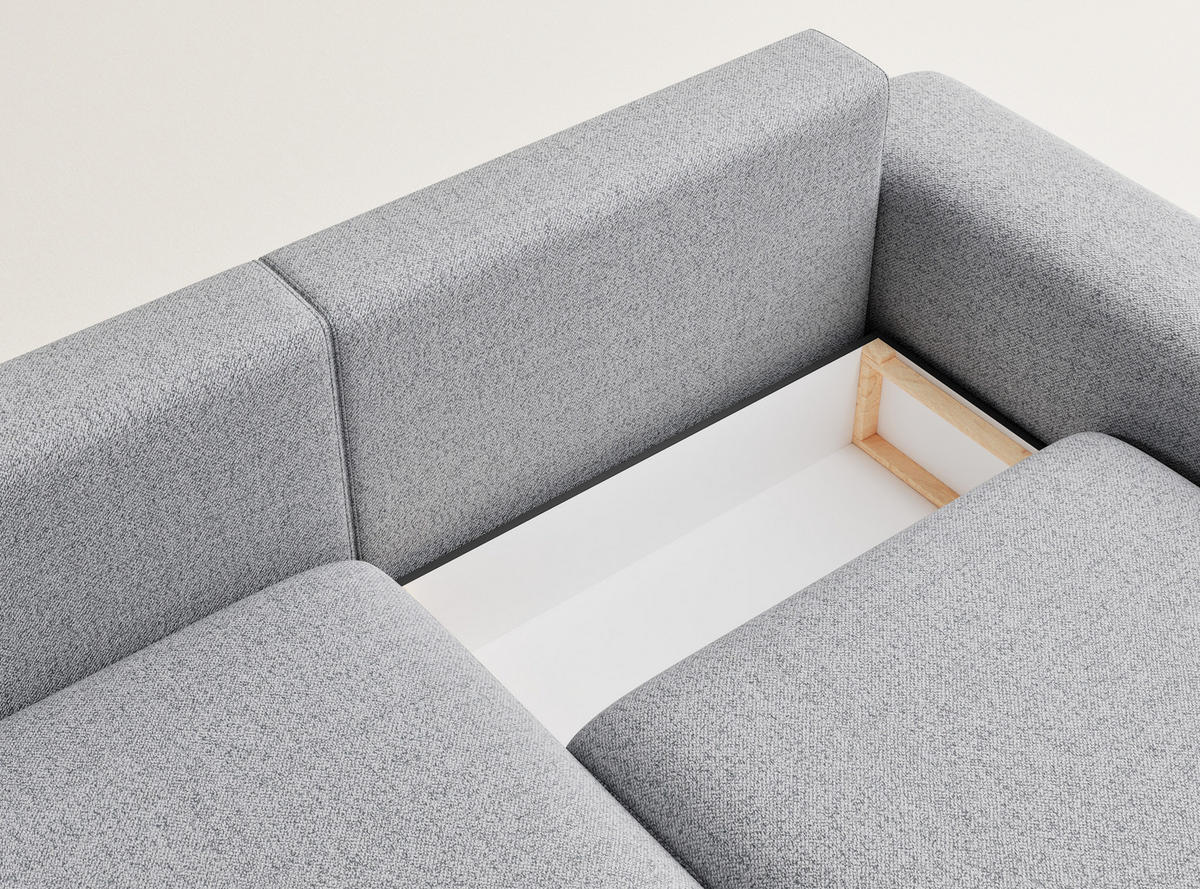 ECKSOFA MIT SCHLAFFUNKTION Solo Hellgrau Webstoff - Hellgrau/Schwarz, Holz/Holzwerkstoff (255/168cm) - Maison de Reve