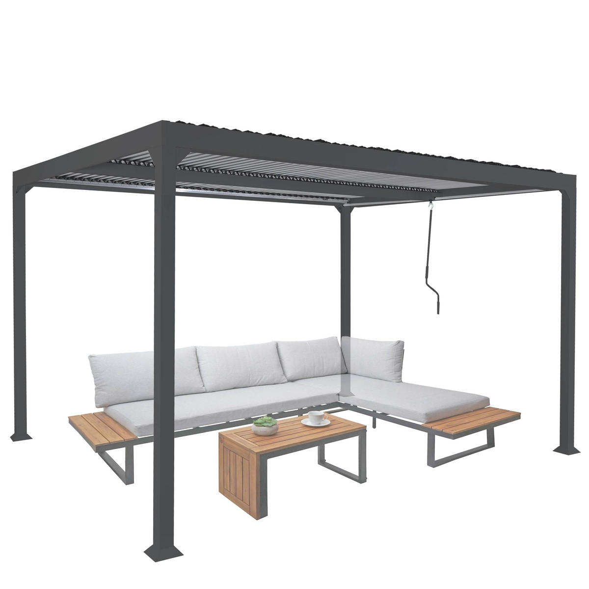 PERGOLA Alu 224x370x300cm Anthrazit - Anthrazit, Metall (370/224/300cm) - BERLINLODGE