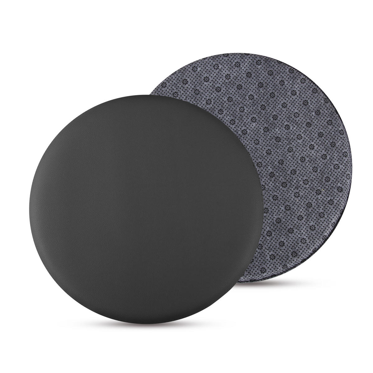 STUHLKISSEN 2er Pack ⌀ 38cm schwarz Lederimitat mit Antirutsch - Schwarz, Textil (38/38/1cm) - Bestlivings
