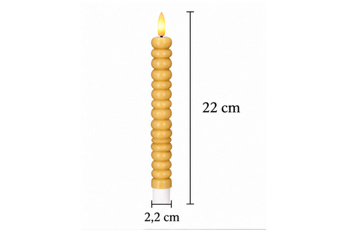 LED-KERZENSET Ø2,2x22 cm, Ocker - Gelb, Naturmaterialien (2.2/2.2/22cm) - dasmöbelwerk