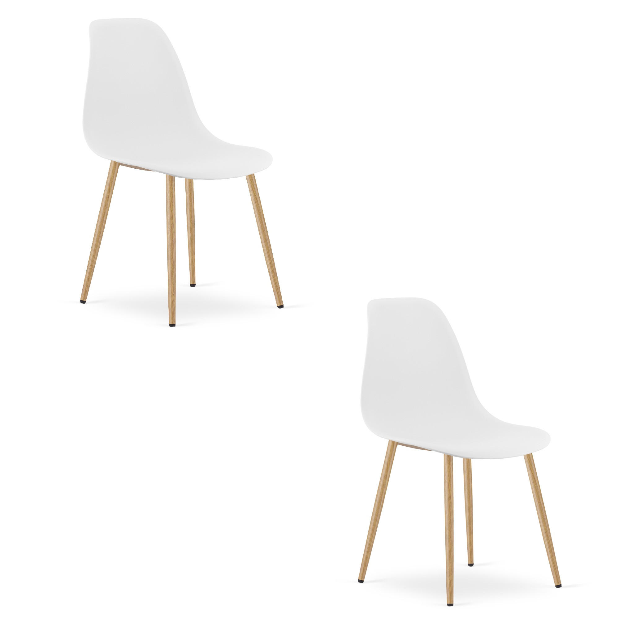 ESSZIMMERSTUHL 2-er Set KALEO weißer Sitz, natürliche Beine - Weiß/Naturfarben, Kunststoff (46/84/51cm) - Valora