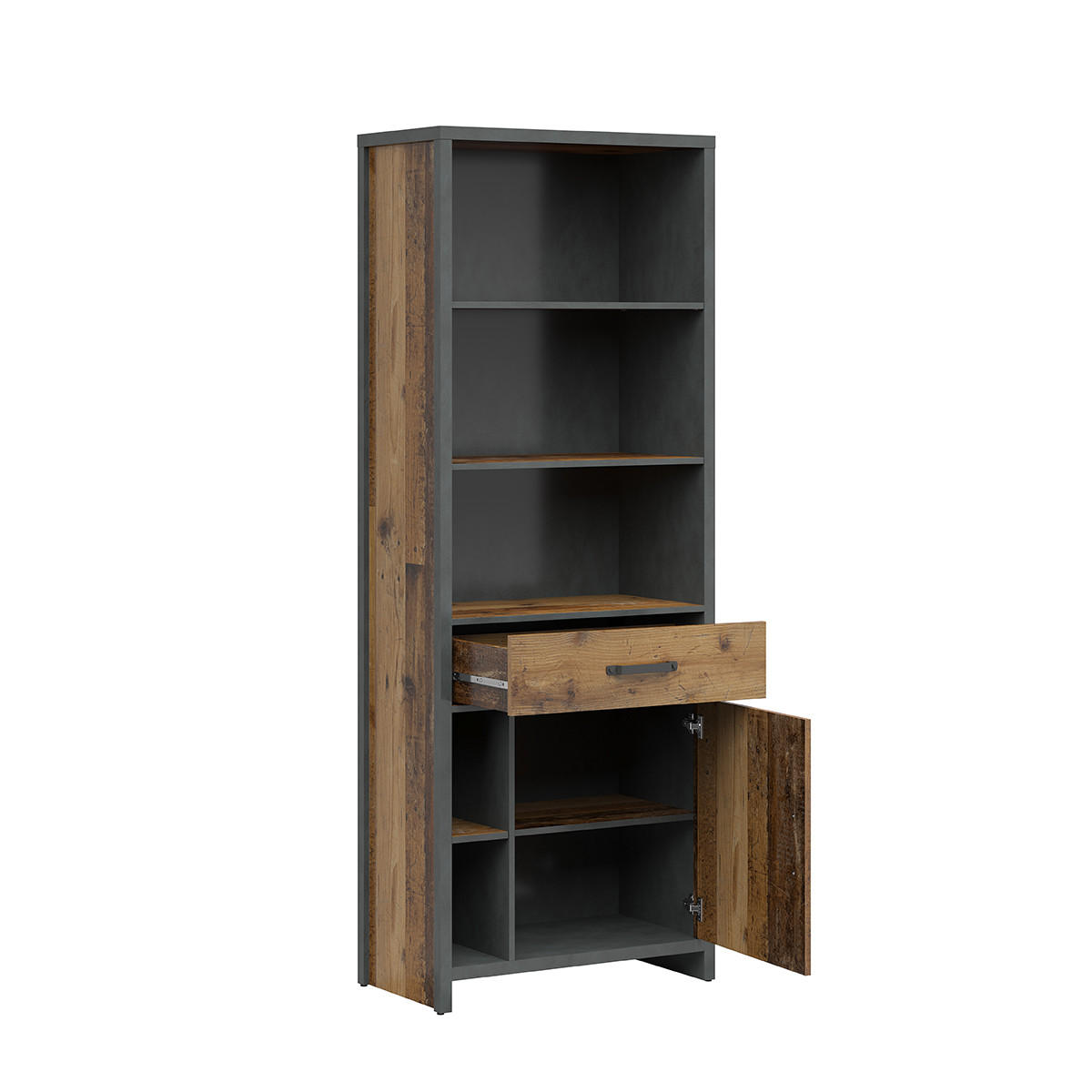 BÜCHERREGAL Paul Holz und Grau - Grau, Holzwerkstoff (75/200/40cm) - Petits-meubles