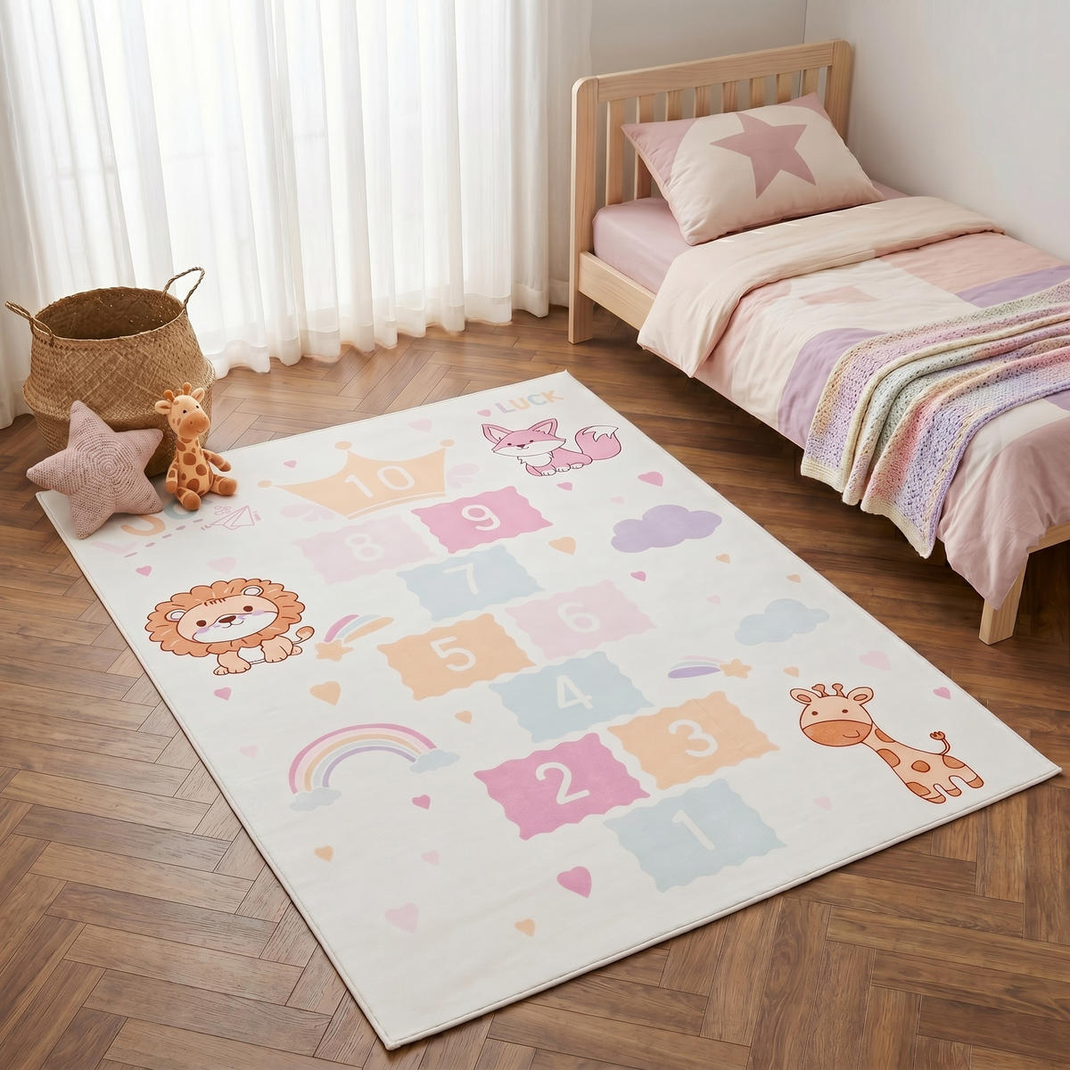 KINDERTEPPICH KIDS Creme Hüpfspiel 140/200 cm - Creme, Textil (140/200cm) - Tapiso