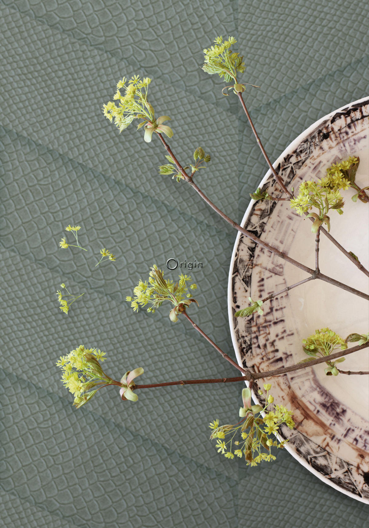 TAPETE Fliesenmuster mit Schlangenhaut-Motiv 53 cm x 10.05 m - Grau, Papier (53/1000cm) - Origin Wallcoverings