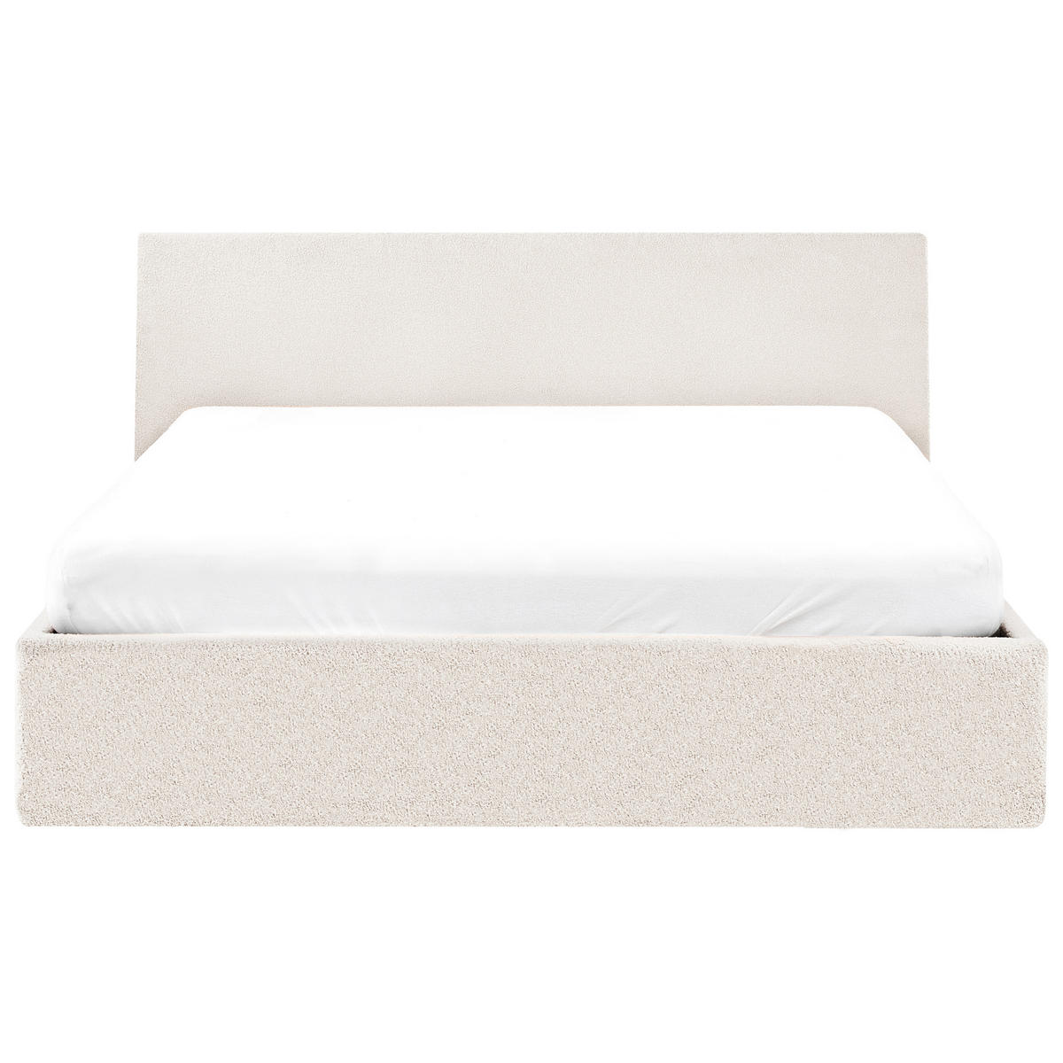 POSTELJA s prostorom za shranjevanje 140/200 bouclé kremasto bela Orbey - krem, tekstil (140/200cm) - Beliani