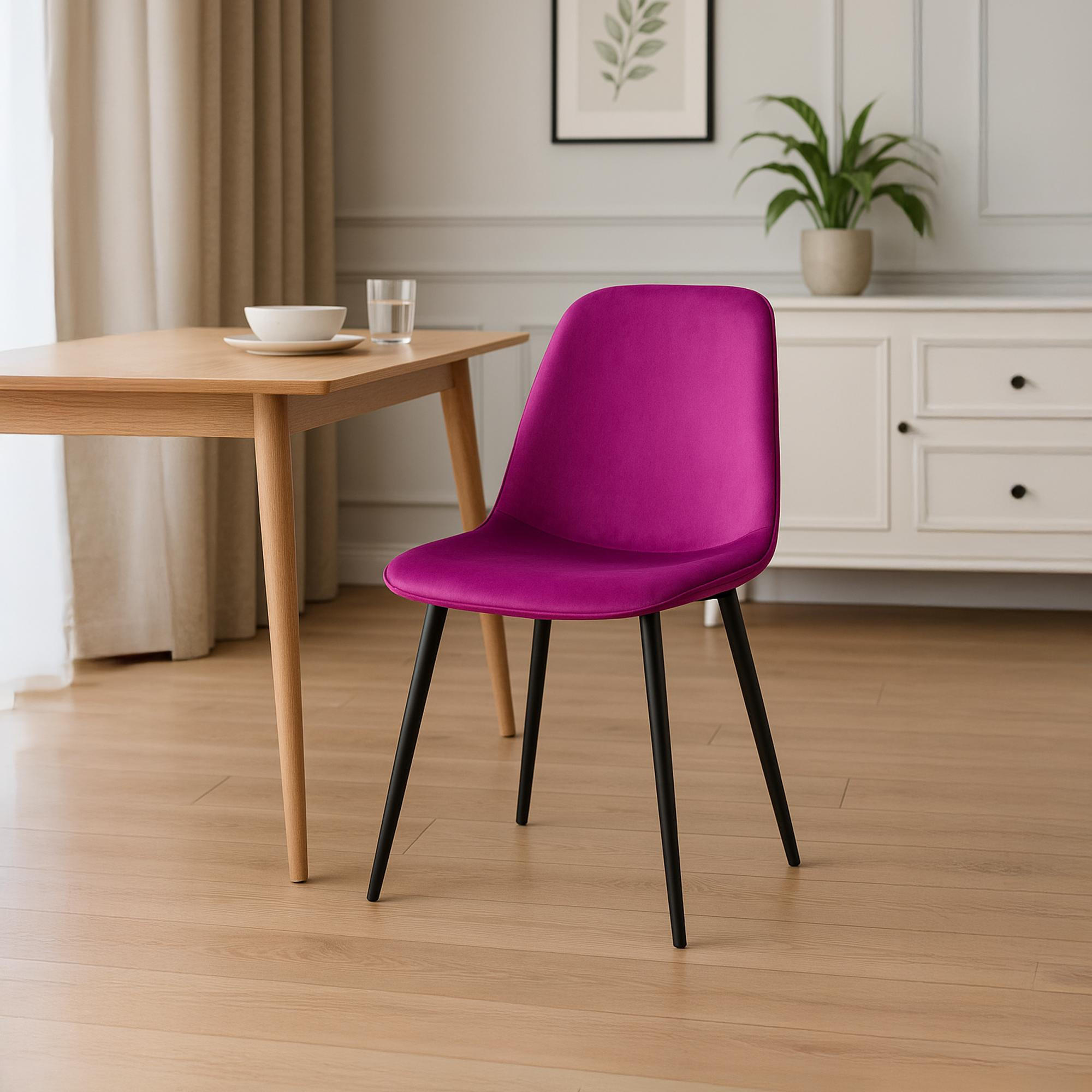 ESSZIMMERSTUHL 2er Set Samt Lila - Lila/Schwarz, Textil/Metall (45/88/54cm) - CLP