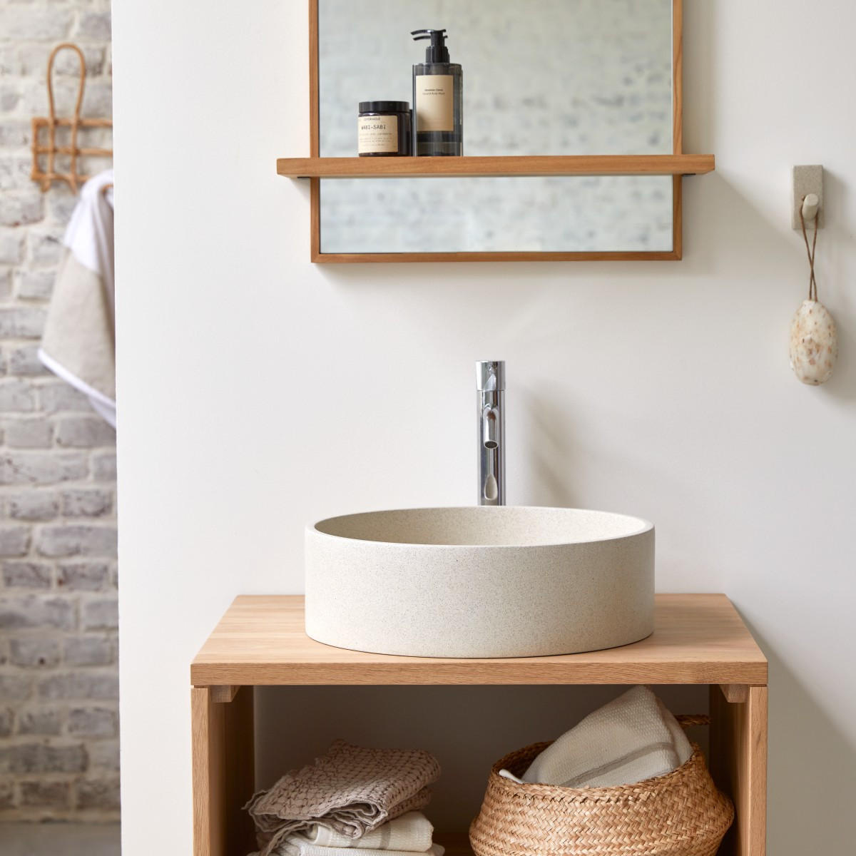 WASCHBECKEN Gina Beige aus Terrazzo - Beige, Stein (39/12/39cm) - Tikamoon