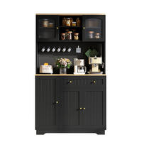 VITRINE 103.5x40x180cm Schwarz mit verstellbaren Böden - Schwarz, Holzwerkstoff (103.5/180/40cm) - FLIEKS