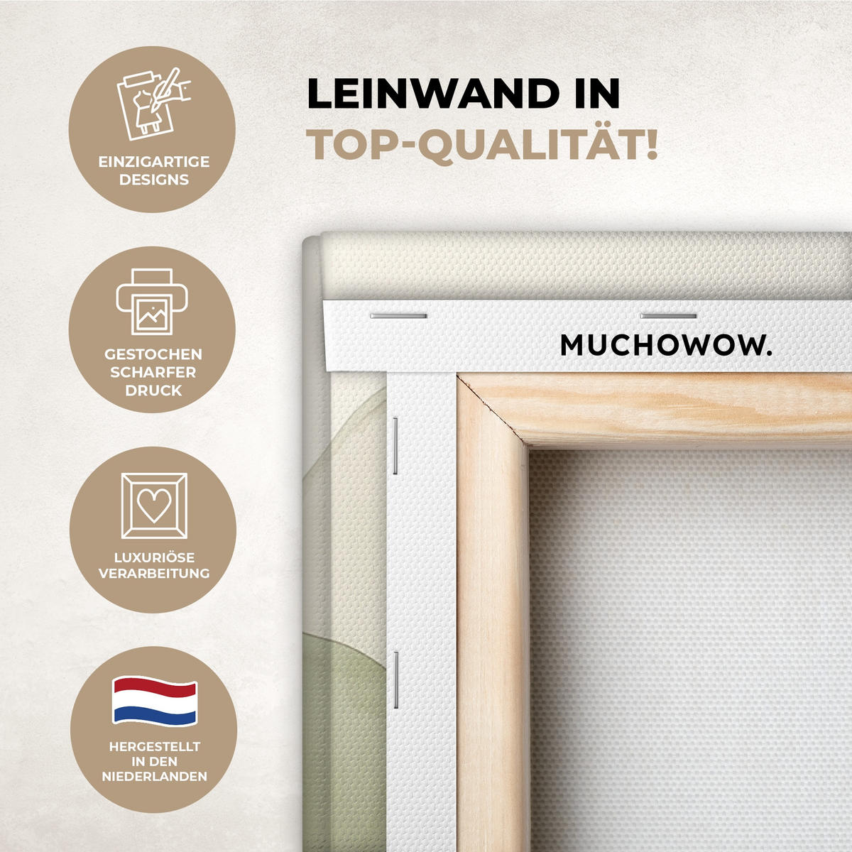 LEINWANDBILD Japandi - Abstrakt - Grün 60x90 cm - Salbeigrün, Textil (60/90cm) - MuchoWow