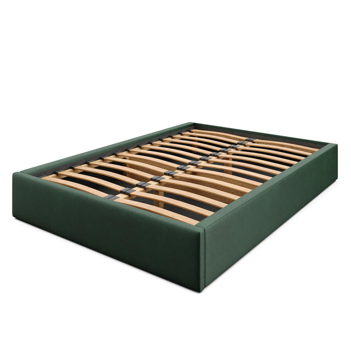 POLSTERBETT 140x200cm Bett mit Stauraum Lattenrost Flaschengrün - Dunkelgrün, Holz/Holzwerkstoff (140/200cm) - Muralo