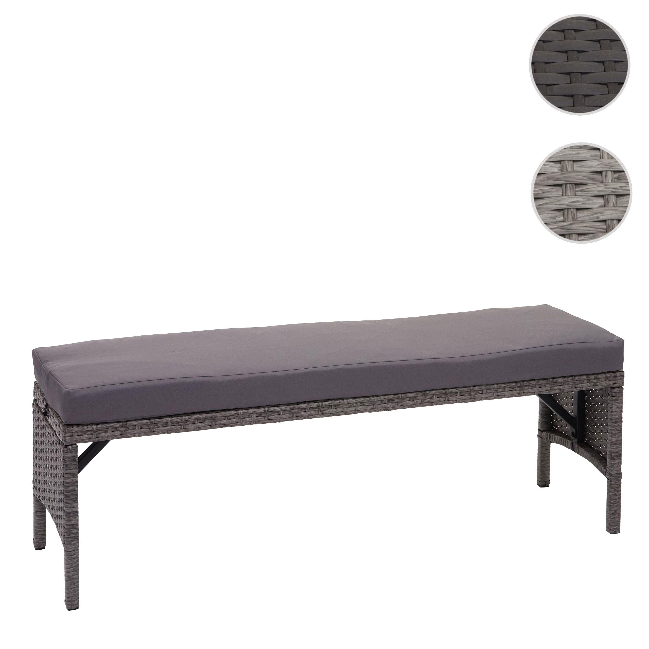 POLY-RATTAN SITZBANK Grau - Grau, Kunststoff (112/35/30cm) - MCW