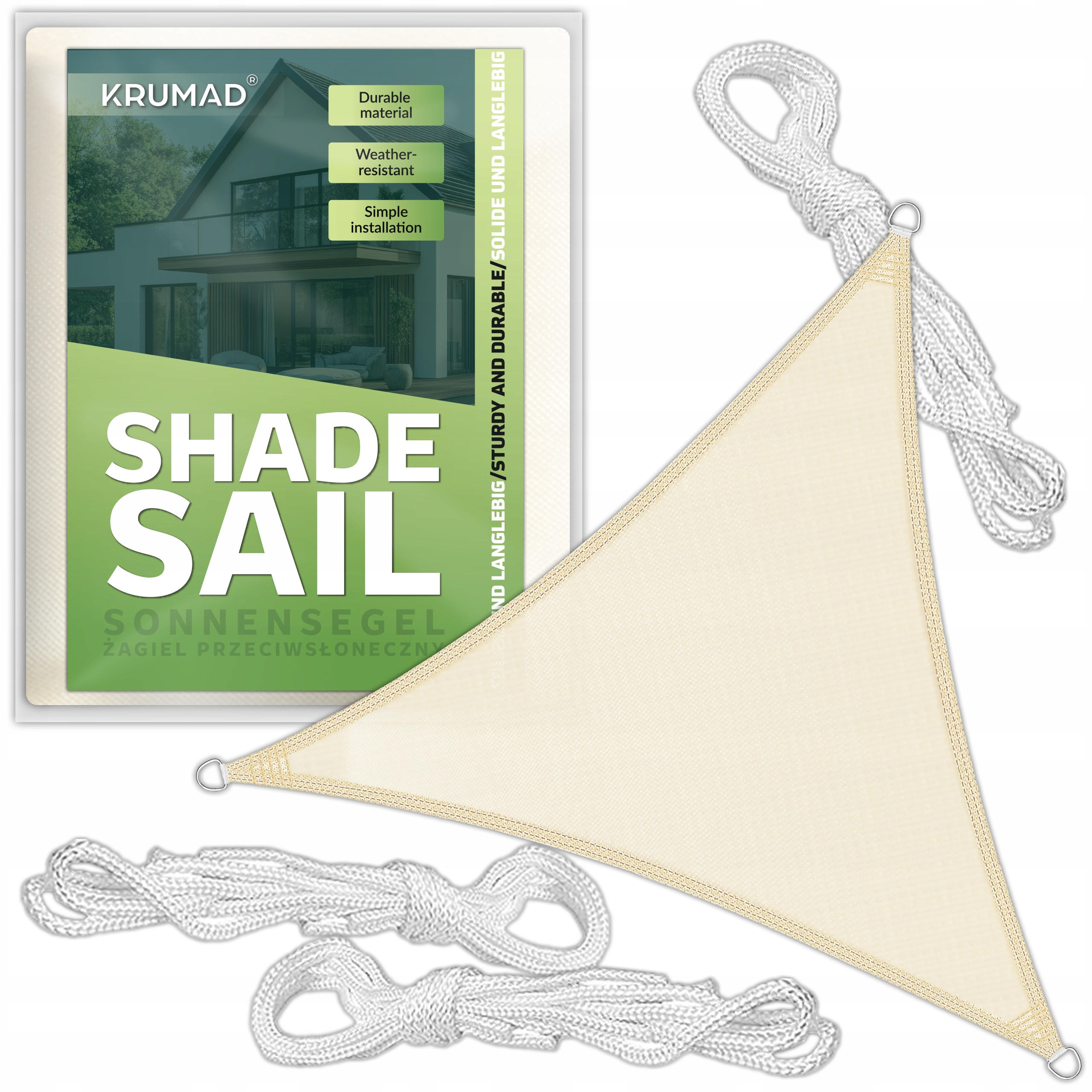 SONNENSEGEL Wasserdicht Dreieckig Beige 3x3m - Beige, Textil (300/300cm) - KRUMAD