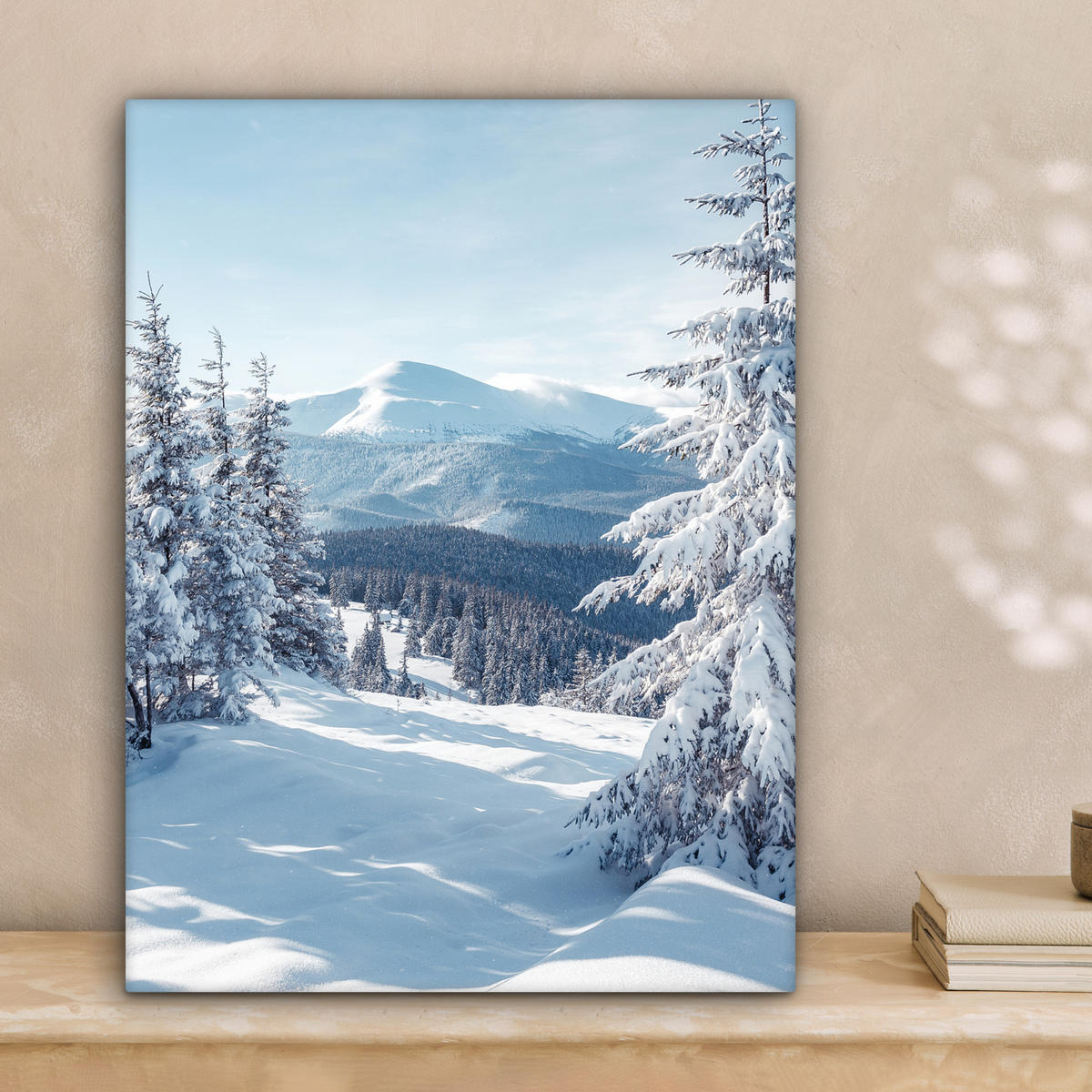 LEINWANDBILD Winterlandschaft - Natur - Berge - Bäume - Schnee 30x40 cm - Hellblau, Textil (30/40cm) - MuchoWow