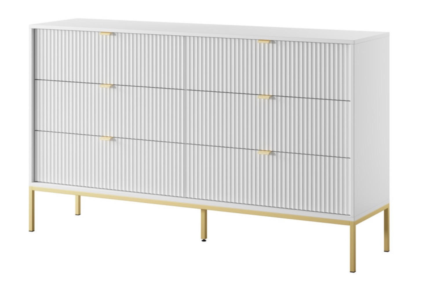 SIDEBOARD Weiß KS154 Glamour Stil Goldfarben Mit Metallgestell - Weiß, Holzwerkstoff (154/91/39cm) - Sepro Meble