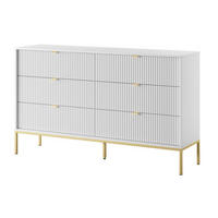 SIDEBOARD Weiß KS154 Glamour Stil Goldfarben - Weiß, Holzwerkstoff (154/91/39cm) - Sepro Meble