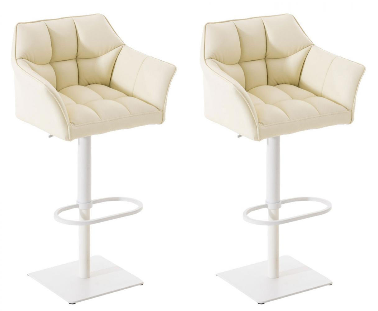 BARHOCKER 2er Set Lederlook Creme - Creme/Weiß, Textil/Metall (64/88/45cm) - CLP