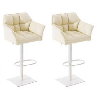 BARHOCKER 2er Set Lederlook Creme - Creme/Weiß, Textil/Metall (64/88/45cm) - CLP