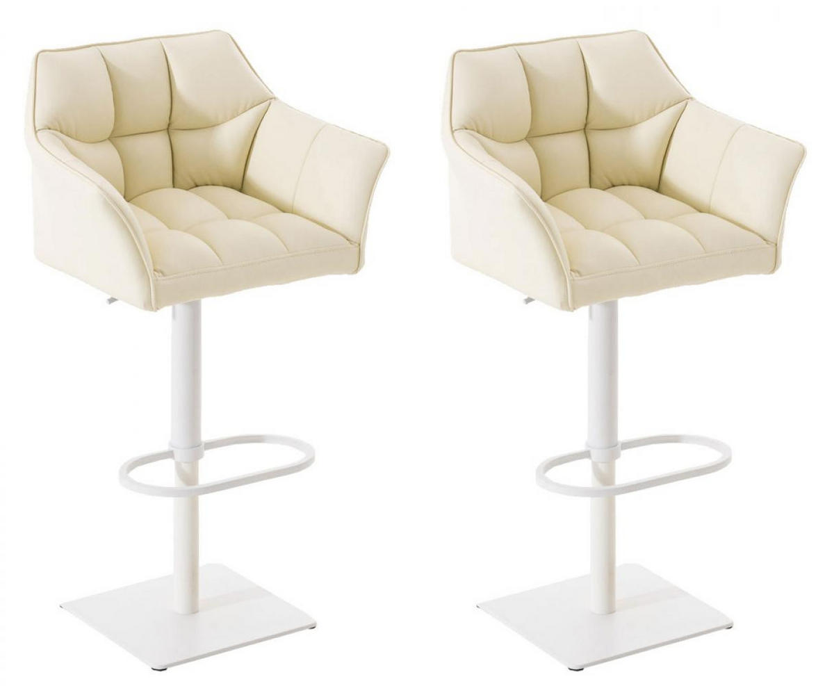 BARHOCKER 2er Set Lederlook Creme - Creme/Weiß, Textil/Metall (64/88/45cm) - CLP