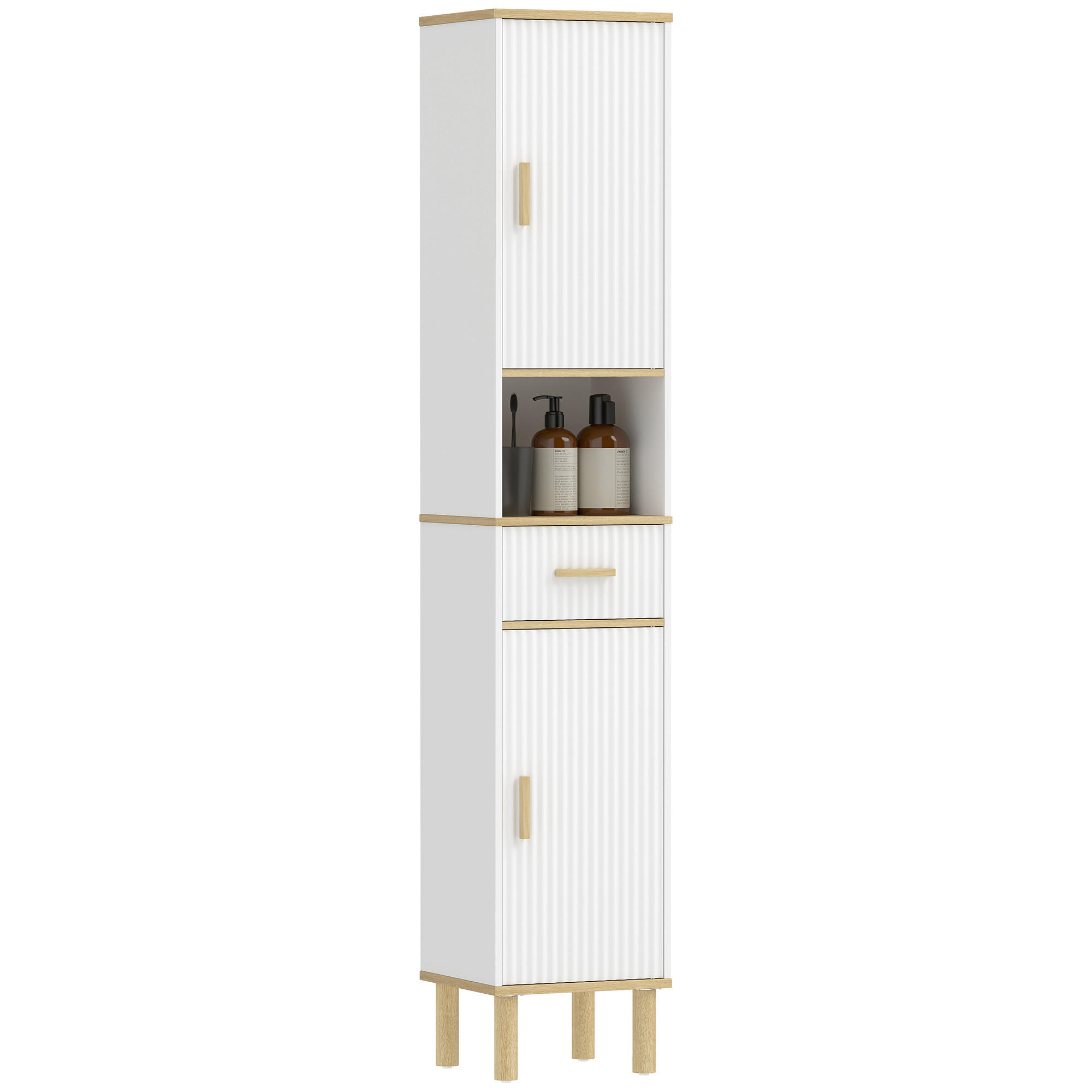 HOCHSCHRANK DE-12545 2 Türen, Schublade, offenes Fach, Weiß - Weiß, Holzwerkstoff (29.7/171.5/31.5cm) - ComfortXL