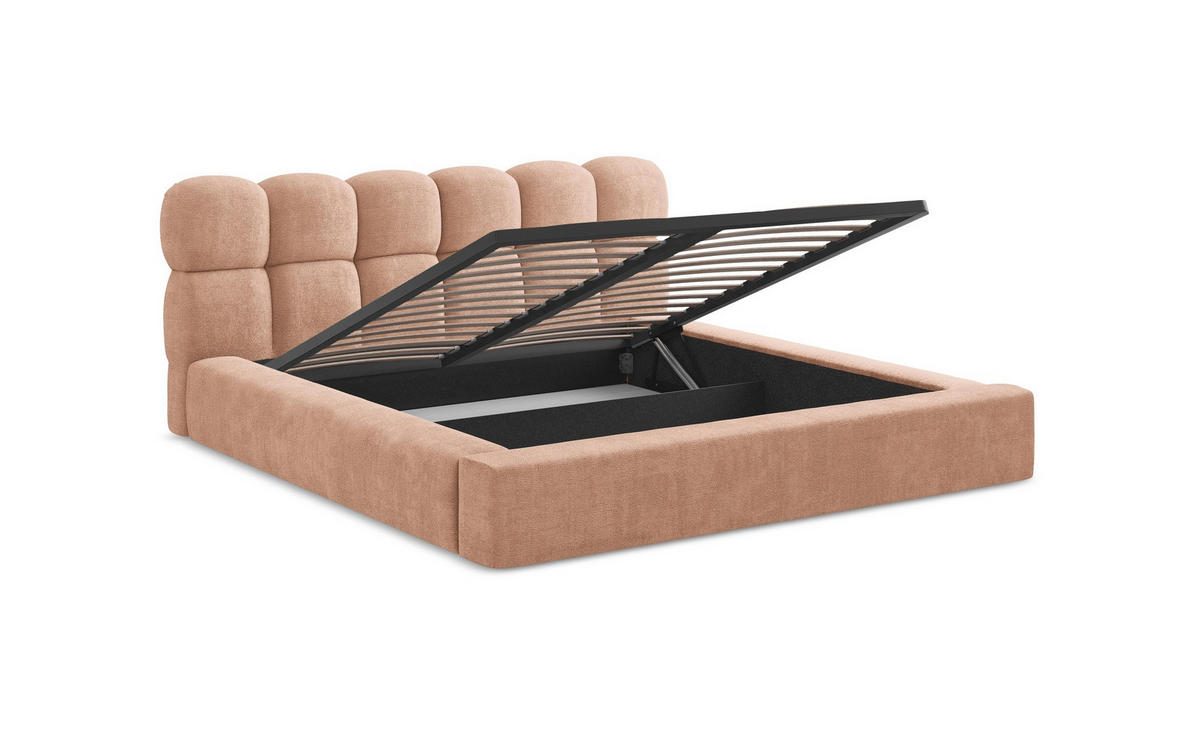 POLSTERBETT mit Bettkasten und Lattenrost 180x228 Orange - Terracotta/Schwarz, Kunststoff/Textil (160/200cm) - Makamii