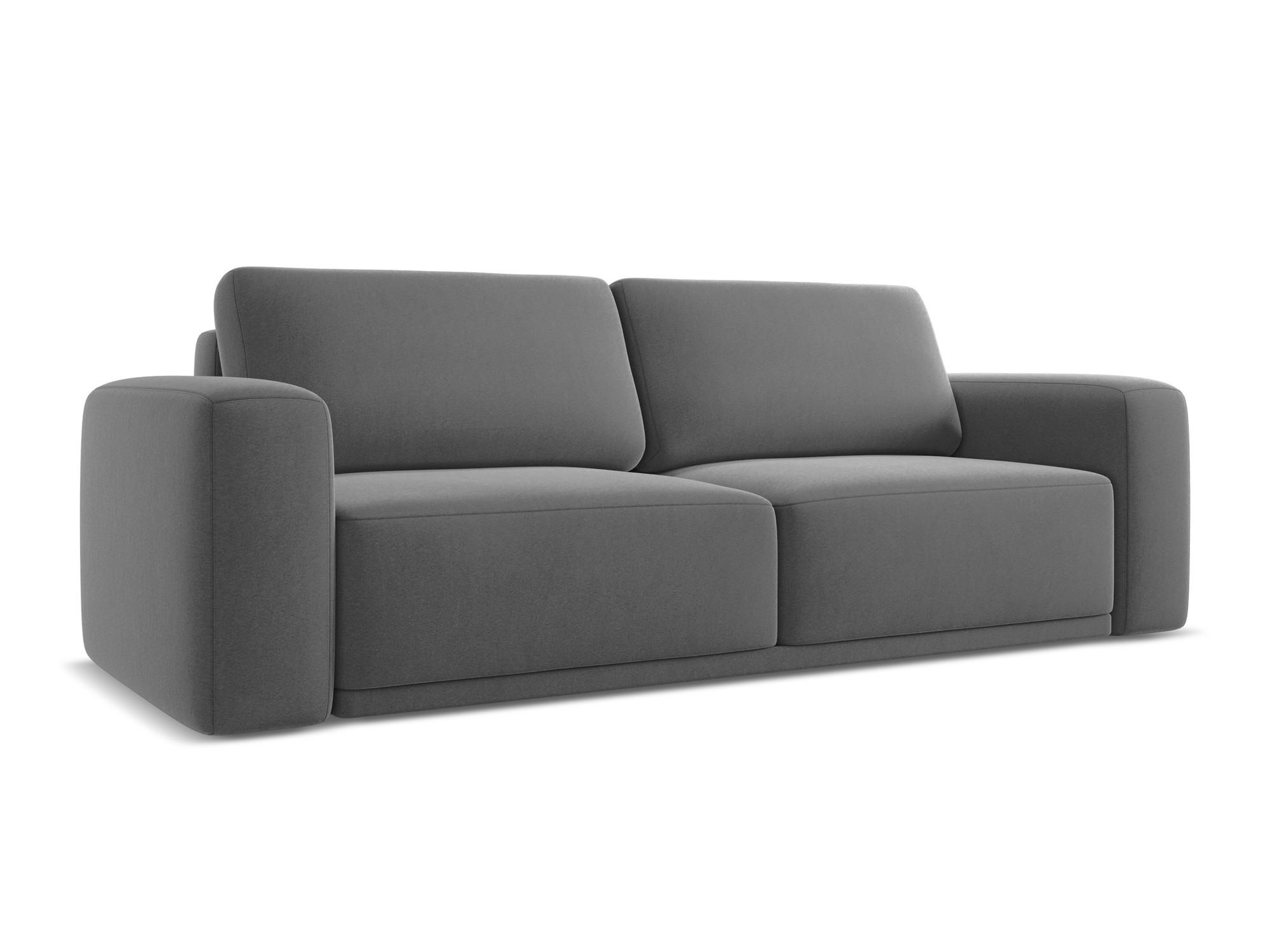 3-SITZER SOFA mit Schlaffunktion Samt Stoff Grau - Schwarz/Grau, Kunststoff/Textil (242/91/100cm) - Makamii