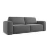 3-SITZER SOFA mit Schlaffunktion Samt Stoff Grau - Schwarz/Grau, Kunststoff/Textil (242/91/100cm) - Makamii