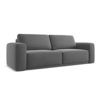 3-SITZER SOFA mit Schlaffunktion Samt Stoff Grau - Schwarz/Grau, Kunststoff/Textil (242/91/100cm) - Makamii