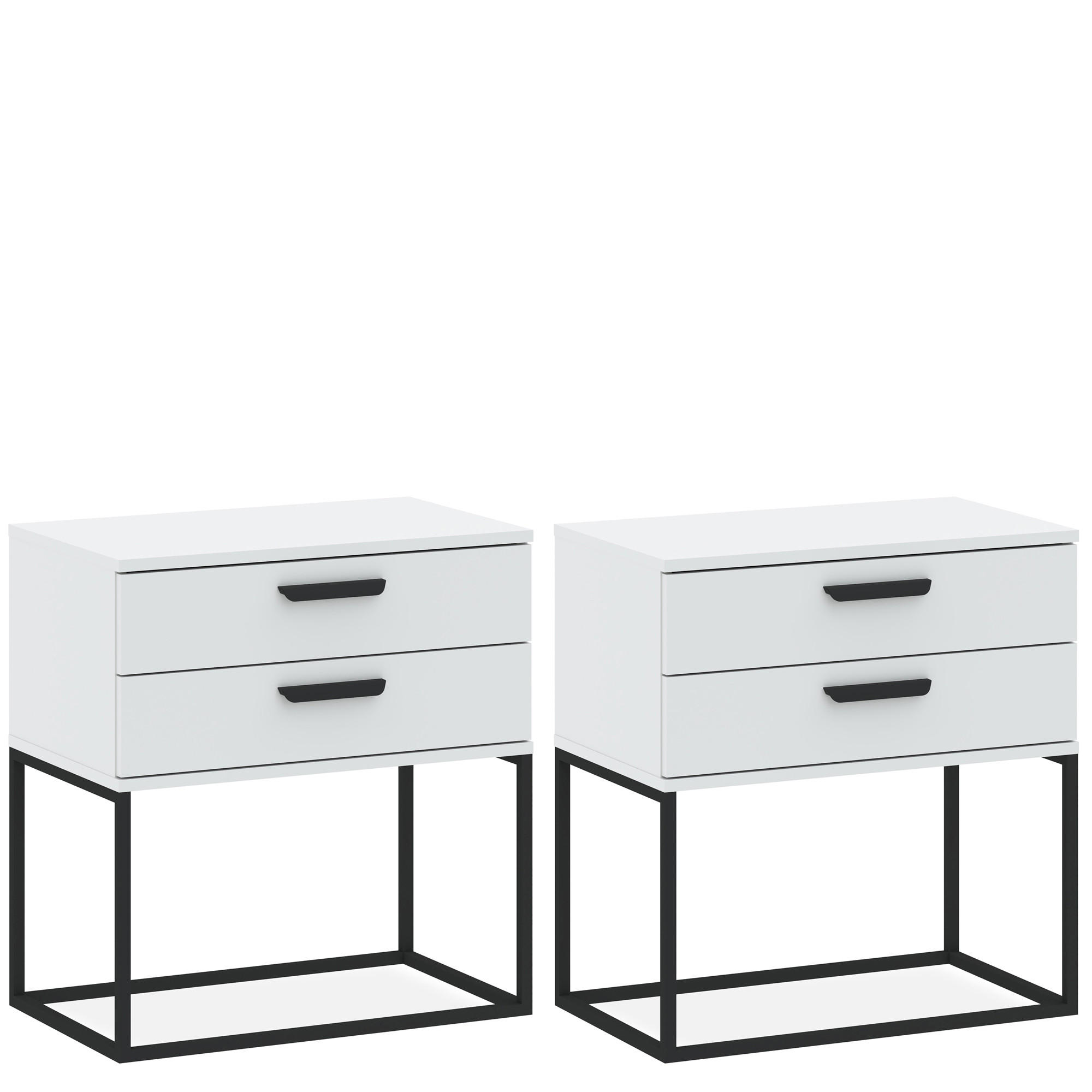 NACHTTISCH RECTUS 2-er Set - Schwarz/Weiß, Holzwerkstoff (60/65/39cm) - KONSIMO®