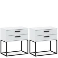 NACHTTISCH RECTUS 2-er Set - Schwarz/Weiß, Holzwerkstoff (60/65/39cm) - KONSIMO®