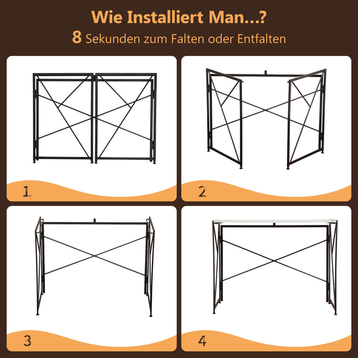 SCHREIBTISCH Klappbarer MDF wasserfest kompakt Faltfunktion schneller Aufbau Homeoffice modern - Weiß, Holzwerkstoff/Metall (99/50/75cm) - EVRYAE