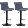 BARHOCKER 2er Set Stoff blau - Blau/Schwarz, Textil/Metall (48/83/54cm) - CLP