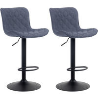 BARHOCKER 2er Set Stoff blau - Blau/Schwarz, Textil/Metall (48/83/54cm) - CLP