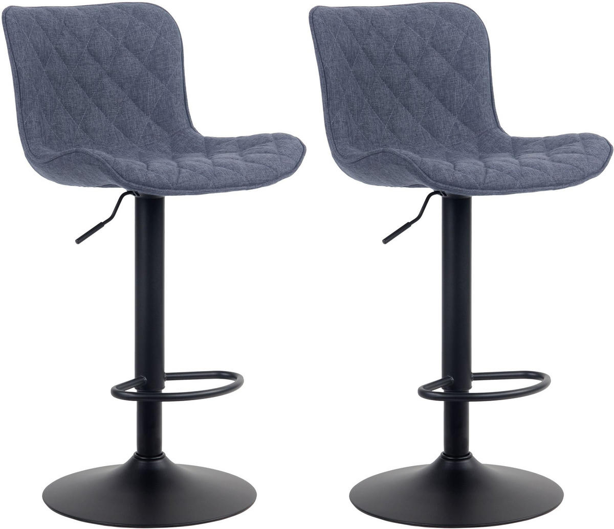 BARHOCKER 2er Set Stoff blau - Blau/Schwarz, Textil/Metall (48/83/54cm) - CLP
