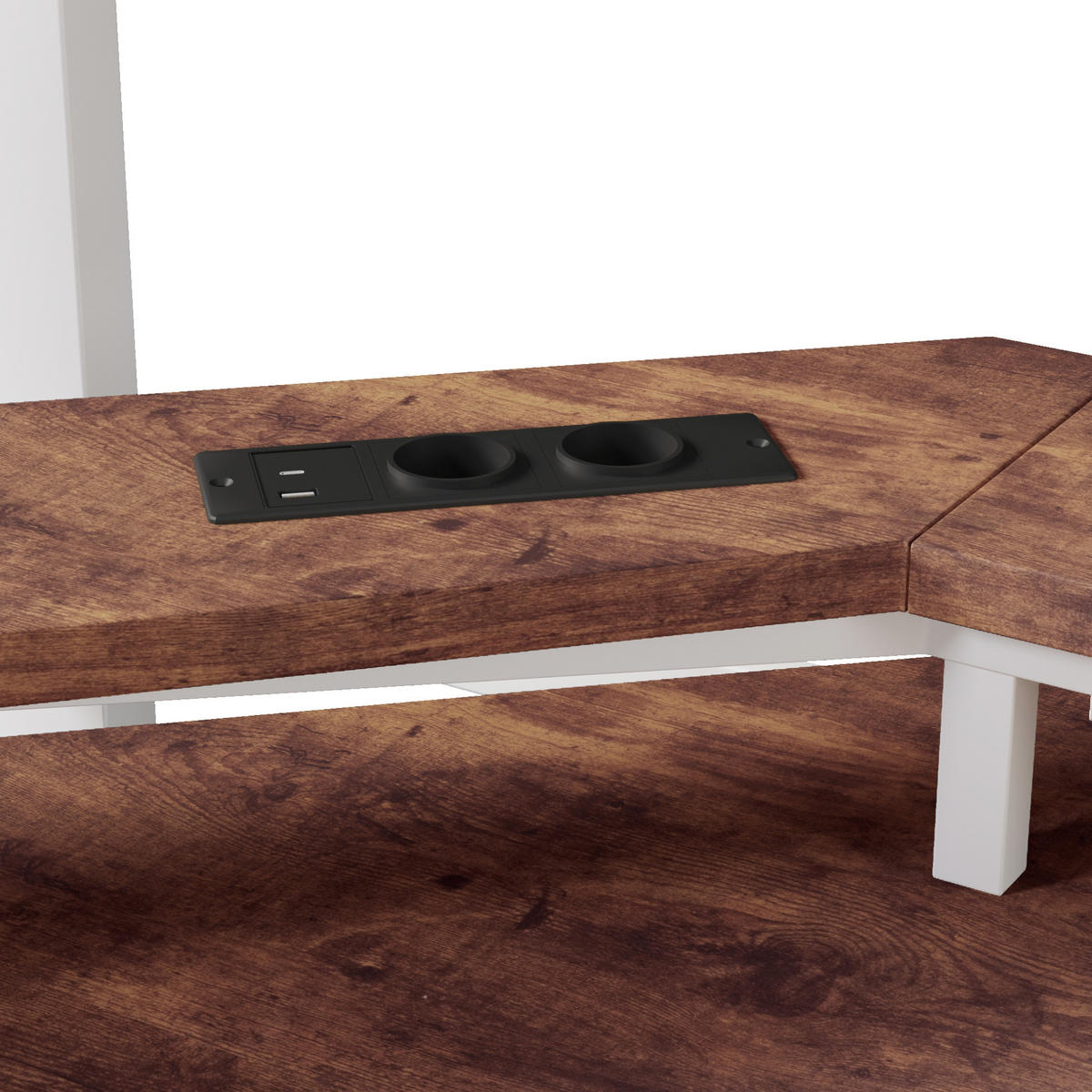 HOCHBETT 140/200 cm Weiß aus Metall mit LED und Schreibtisch - Weiß, Metall (140/200cm) - MIVRAY