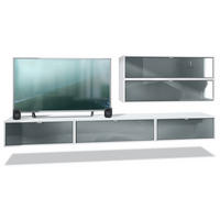 WOHNWAND Lana Fronten in Grau Hochglanz - Grau, Holzwerkstoff (260/150/37cm) - Vladon