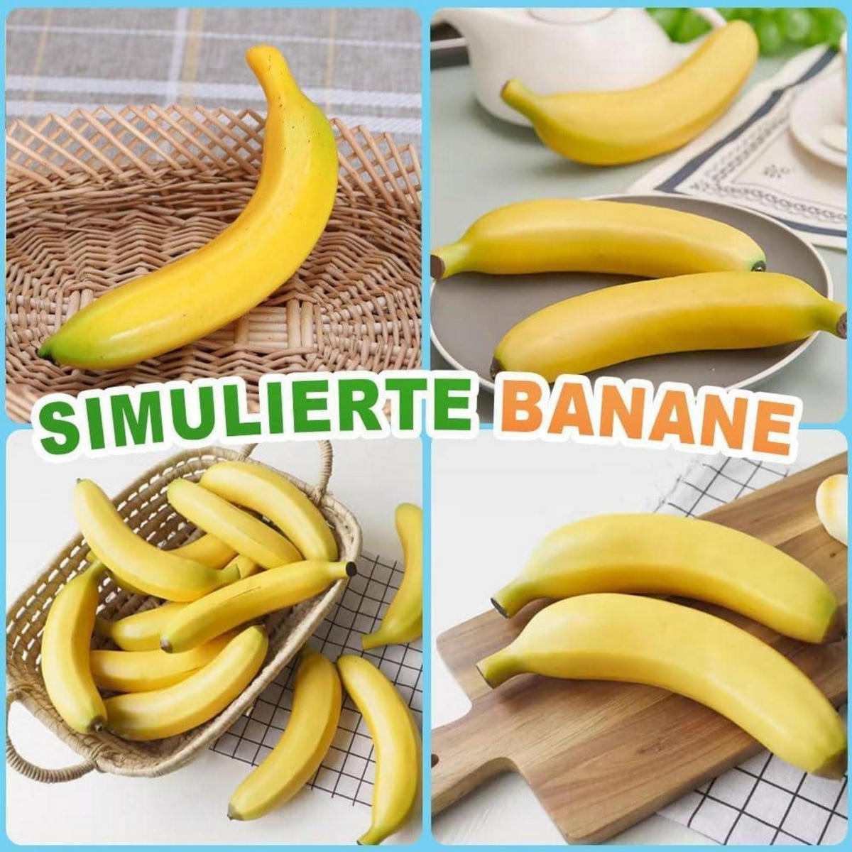 KÜNSTLICHE Bananen 10 Stück Set - Gelb, Kunststoff (3cm)