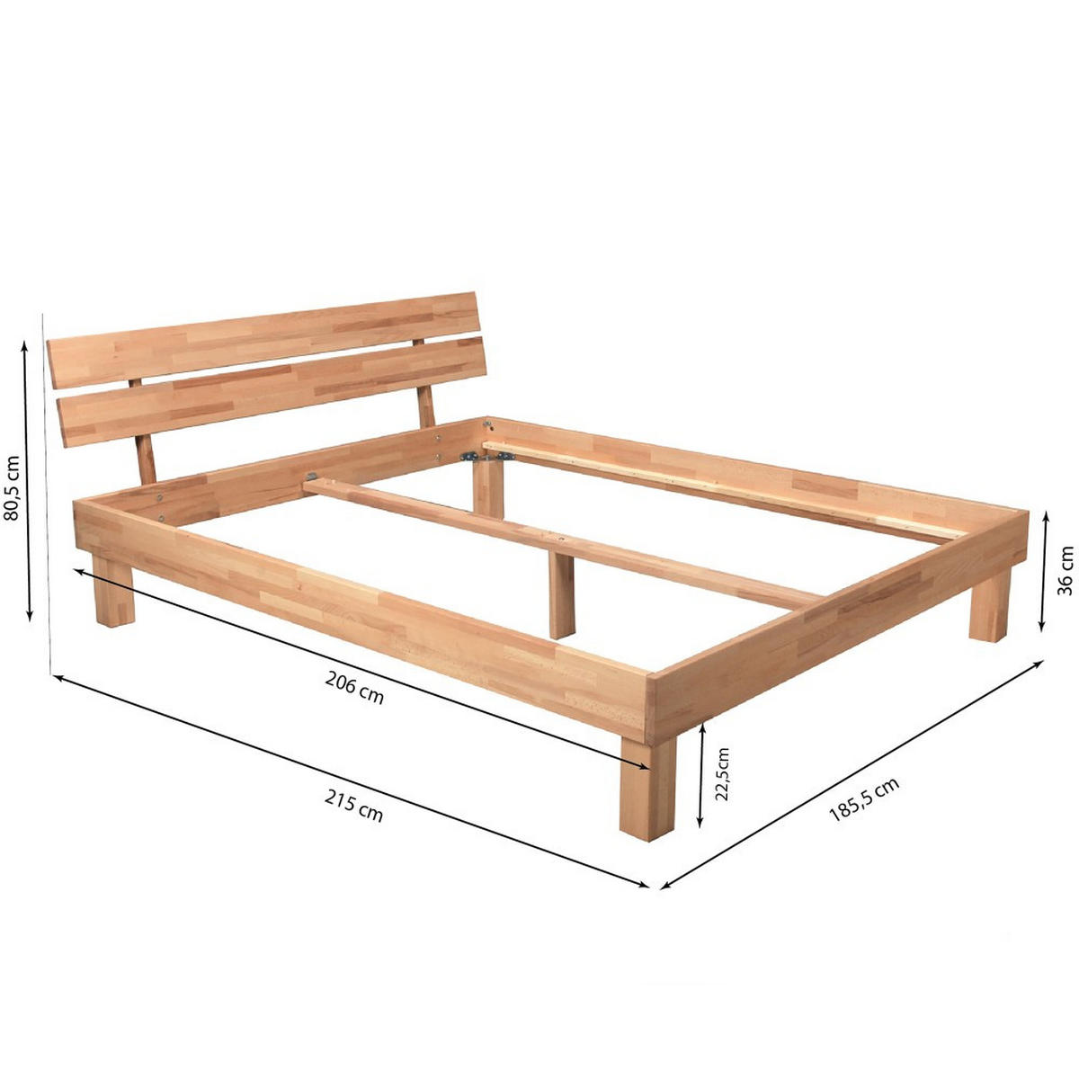 BETT RIVA180X200 - Buche massiv geölt - Buchefarben, Holzwerkstoff (180/200cm) - Weber Industries