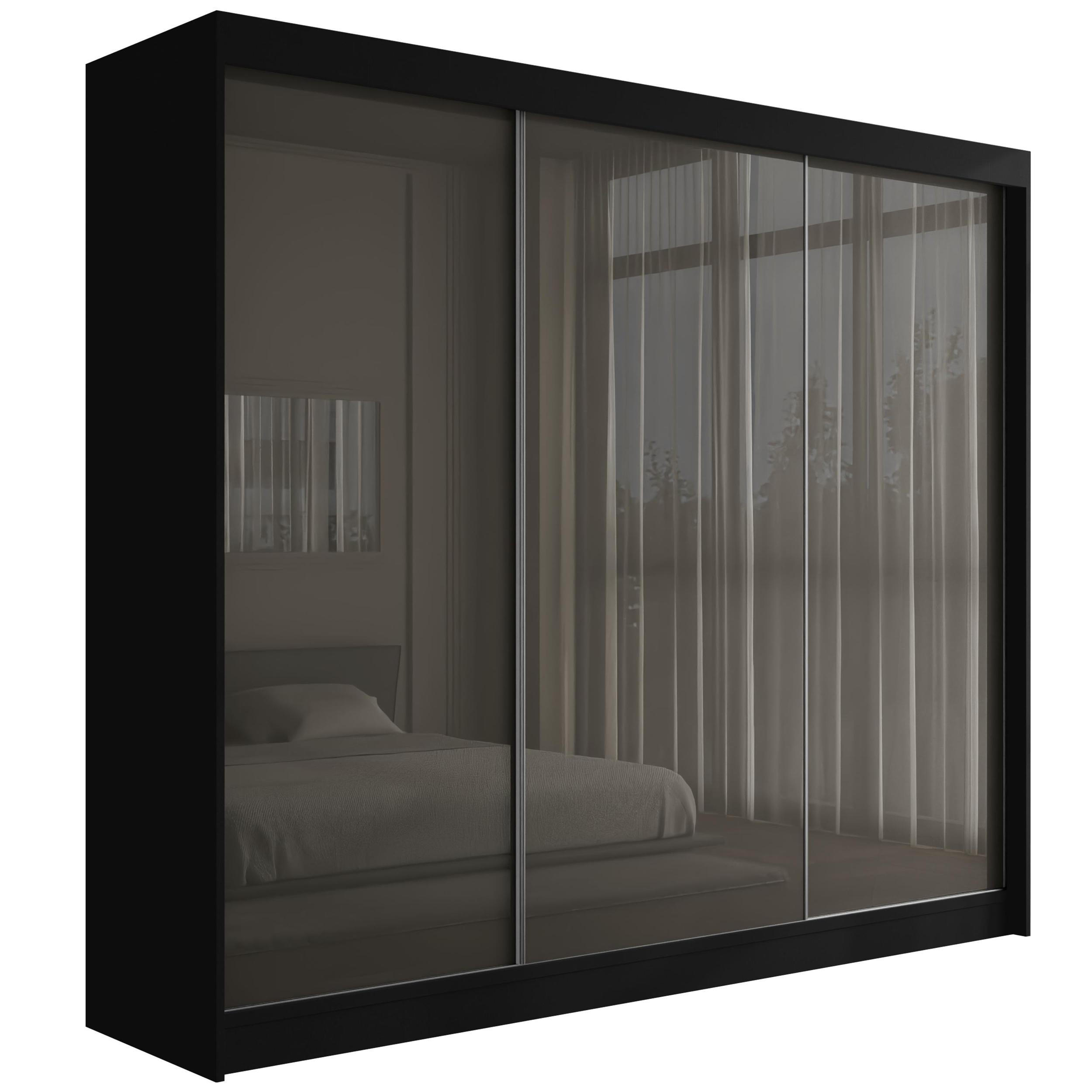 KLEIDERSCHRANK PEKA - 250 cm - Schwarz|Grau - Schwarz/Grau, Holzwerkstoff (250/215/61cm) - ALTDECOR