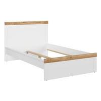 BETT Holten weiß / Eiche Wotan 129 / 200 / 100,5cm - Eichefarben/Weiß, Holz/Holzwerkstoff (120/200cm) - Feldmann-Wohnen