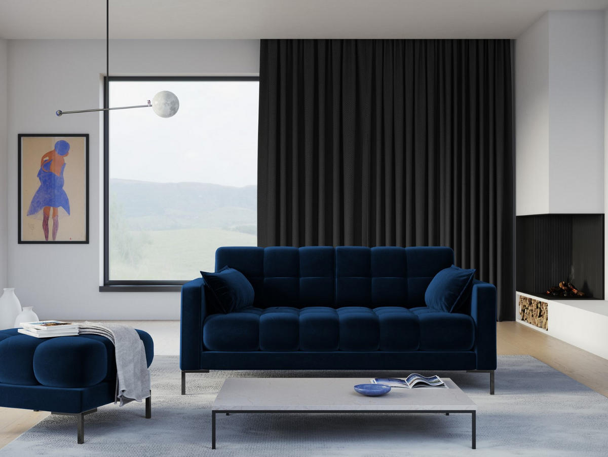 SOFA Mamaia aus Samt königsblau 2 Sitzplätze - Blau, Textil (92/75/152cm) - Micadoni