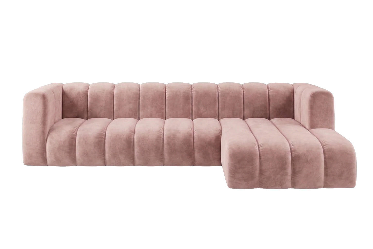 ECKSOFA Modulares In L-Form, Velvet-Stoff Riviera, Hellrosa, Rechts, GRAND 318 cm - Hellrosa, Holz (318/179cm) - Kaiser Möbel