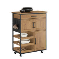 KÜCHENWAGEN mit Arbeitsplatte, Vintagebraun, 67x88x37cm - Naturfarben, Holzwerkstoff (67/88/37cm) - SoBuy