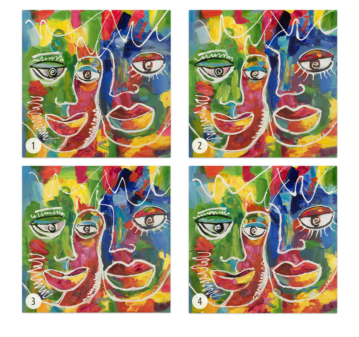 RUČNE MAĽOVANÝ AKRYLOVÝ OBRAZ 80/80 cm, viacfarebný, figurálny motív - viacfarebná, drevo/textil (80/80cm) - KUNSTLOFT