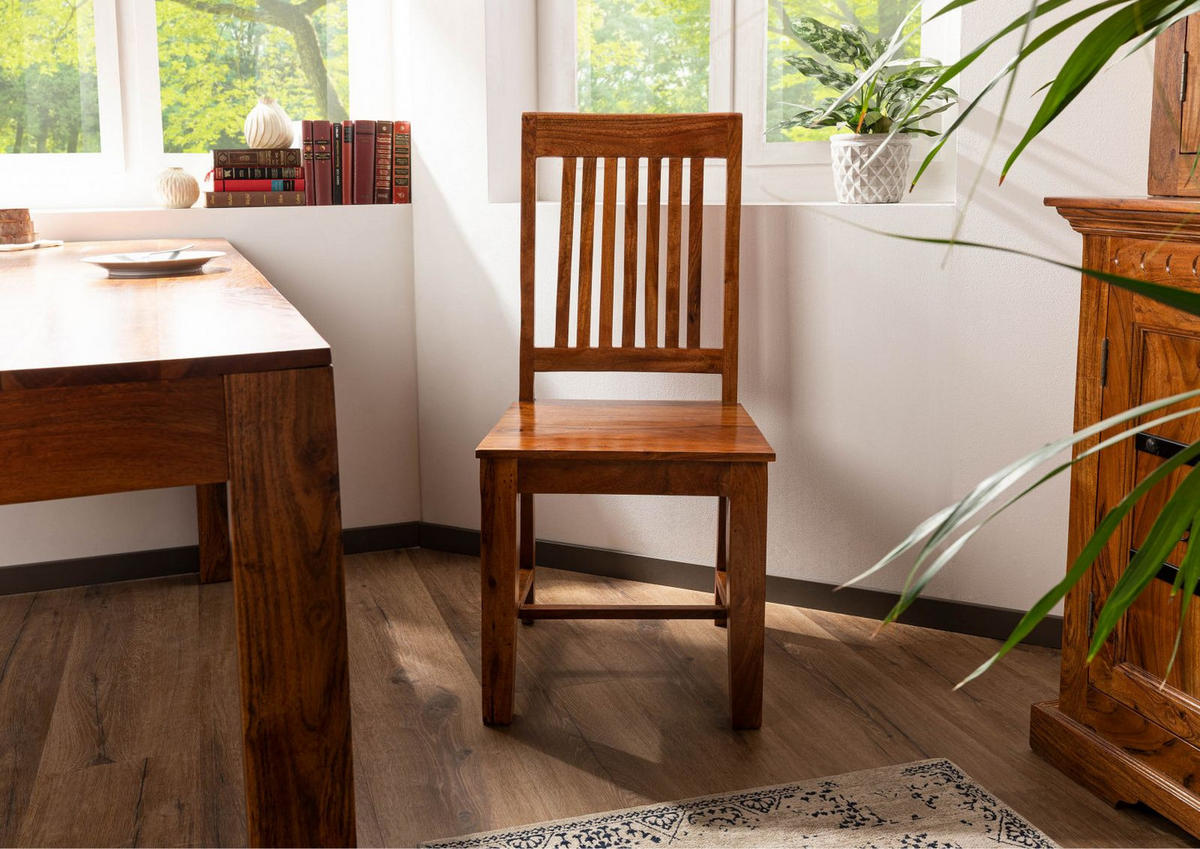 STUHL Massivholz 45 x 51 x 100 cm hellbraun OXFORD #014 - Braun, Holz (45/100/51cm) - Massivmoebel24